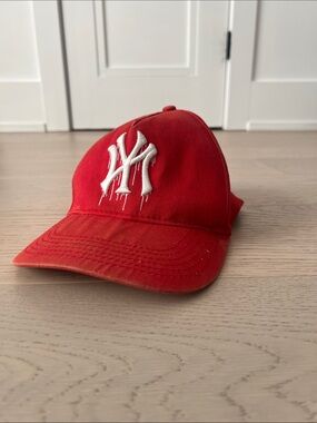 Red Kids Baseball Cap with White Drip Logo